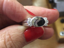 Load image into Gallery viewer, Blue John & Cubic Zirconia Silver Ring