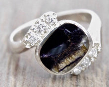 Load image into Gallery viewer, Blue John and Cubic Zirconia Silver Ring