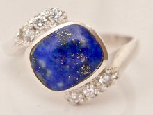 Load image into Gallery viewer, Lapis Lazuli and Cubic Zirconia Silver Ring