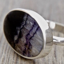 Load image into Gallery viewer, Blue John Silver Ring Oval Design