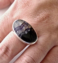 Load image into Gallery viewer, Blue John Silver Ring Oval Design