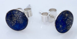 Lapis Lazuli Round Stud Earrings 9mm