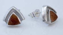 Load image into Gallery viewer, Goldstone Triangle Stud Earrings