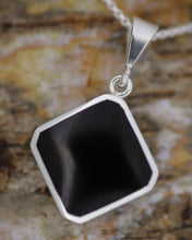 Load image into Gallery viewer, Amethyst Lace & Jet Double- Sided Square Silver Pendant