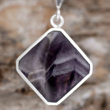 Load image into Gallery viewer, Amethyst Pendant with Whitby Jet Reversible