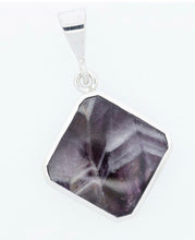 Load image into Gallery viewer, Amethyst Lace & Jet Double- Sided Square Silver Pendant
