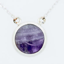 Load image into Gallery viewer, Amethyst & Mother-of-Pearl Double-Sided Round Silver Pendant