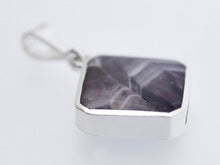Load image into Gallery viewer, Amethyst Lace & Jet Double- Sided Square Silver Pendant
