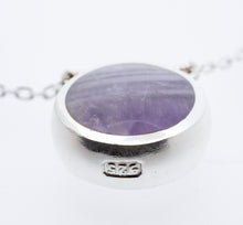 Load image into Gallery viewer, Amethyst & Mother-of-Pearl Double-Sided Round Silver Pendant