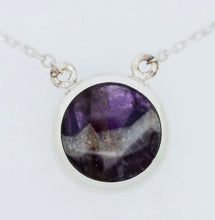 Load image into Gallery viewer, Amethyst & Jet Double-Sided Round Silver Pendant
