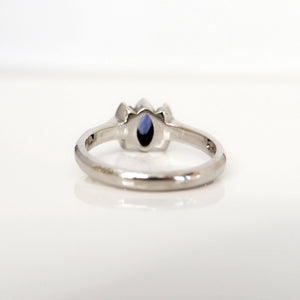 Marquise Sapphire and Diamond Ring in 9ct White Gold