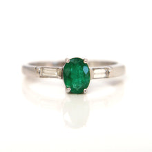 Load image into Gallery viewer, 18ct White Gold Emerald and Diamond Ring
