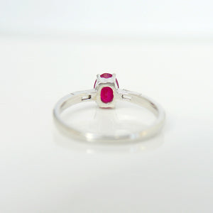 18ct White Gold Ruby and Diamond Oval Ring