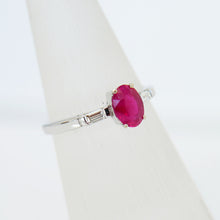 Load image into Gallery viewer, 18ct White Gold Ruby and Diamond Oval Ring