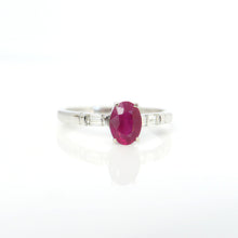 Load image into Gallery viewer, 18ct White Gold Ruby and Diamond Oval Ring