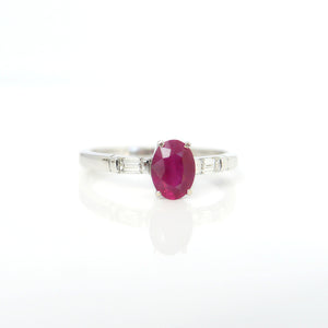 18ct White Gold Ruby and Diamond Oval Ring