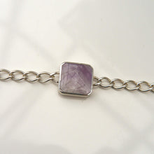 Load image into Gallery viewer, Opalite and Amethyst Reversible Silver Chain Bracelet