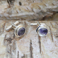 Load image into Gallery viewer, Blue John Cufflinks Handmade in Silver