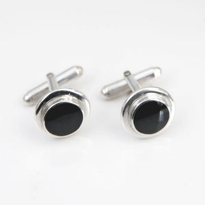 Jet Cufflinks Handmade in Silver