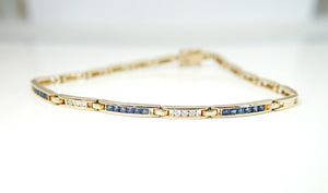 Sapphire and Diamond Channel-Set Bracelet in 9ct Gold