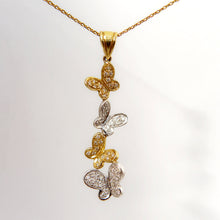 Load image into Gallery viewer, 18ct White and Yellow Gold Butterfly Pendant with Pave Set Diamonds