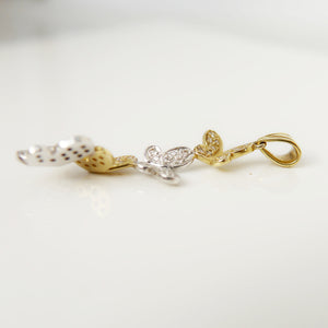 18ct White and Yellow Gold Butterfly Pendant with Pave Set Diamonds