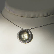 Load image into Gallery viewer, 9ct White Gold Pendant with Diamond, Crystal, and Mother of Pearl on a 16&quot; Chain