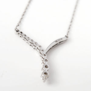 18ct White Gold Diamond Wishbone Pendant Necklace, .50ct diamonds