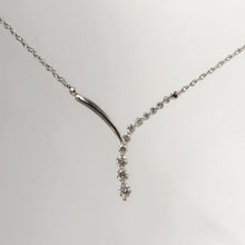 Load image into Gallery viewer, 18ct White Gold Diamond Wishbone Pendant Necklace, .50ct diamonds