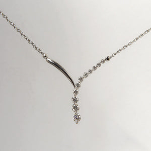18ct White Gold Diamond Wishbone Pendant Necklace, .50ct diamonds