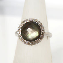 Load image into Gallery viewer, 9ct White Gold Crystal, Mother of Pearl &amp; Diamond Ring