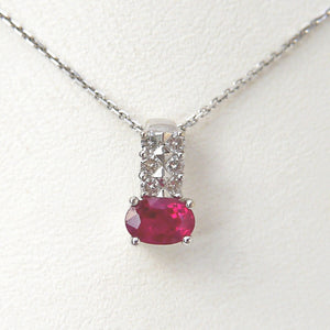 18ct White Gold Ruby & Diamond Pendant Necklace