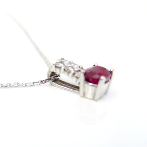18ct White Gold Ruby & Diamond Pendant Necklace