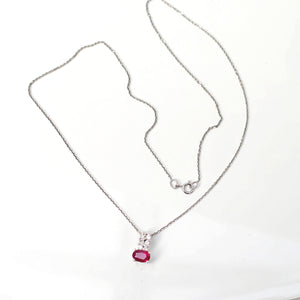 18ct White Gold Ruby & Diamond Pendant Necklace