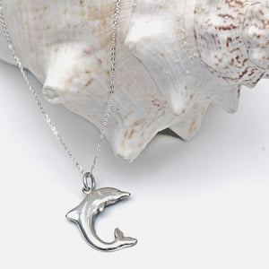 Dolphin Pendant in Sterling Silver with Chain