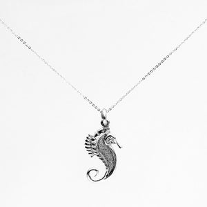 Seahorse Pendant in Sterling Silver with Chain