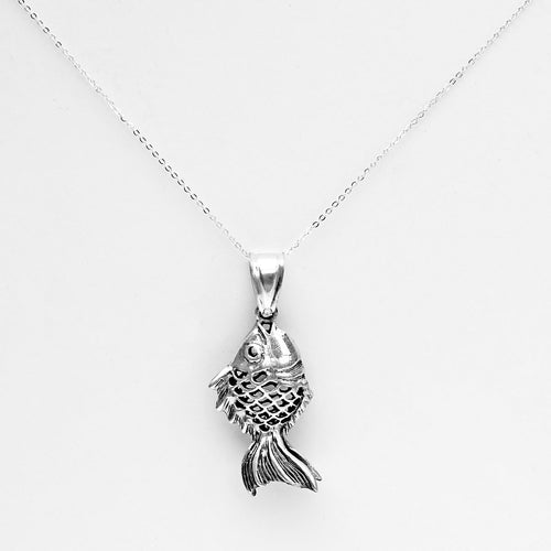 Fish Pendant in Sterling Silver with Chain