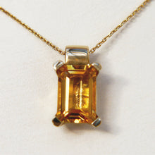 Load image into Gallery viewer, 9ct Yellow Gold Emerald Cut Citrine Pendant
