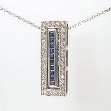 Load image into Gallery viewer, 18ct White Gold Diamond &amp; Sapphire Reversible Pendant Necklace