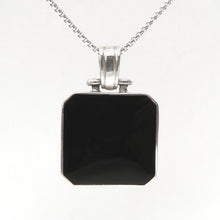 Load image into Gallery viewer, Labradorite and Whitby Jet Reversible Sterling Silver Pendant
