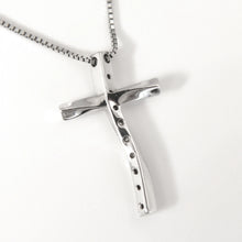 Load image into Gallery viewer, 18ct White Gold Cross Pendant Necklace With Diamonds