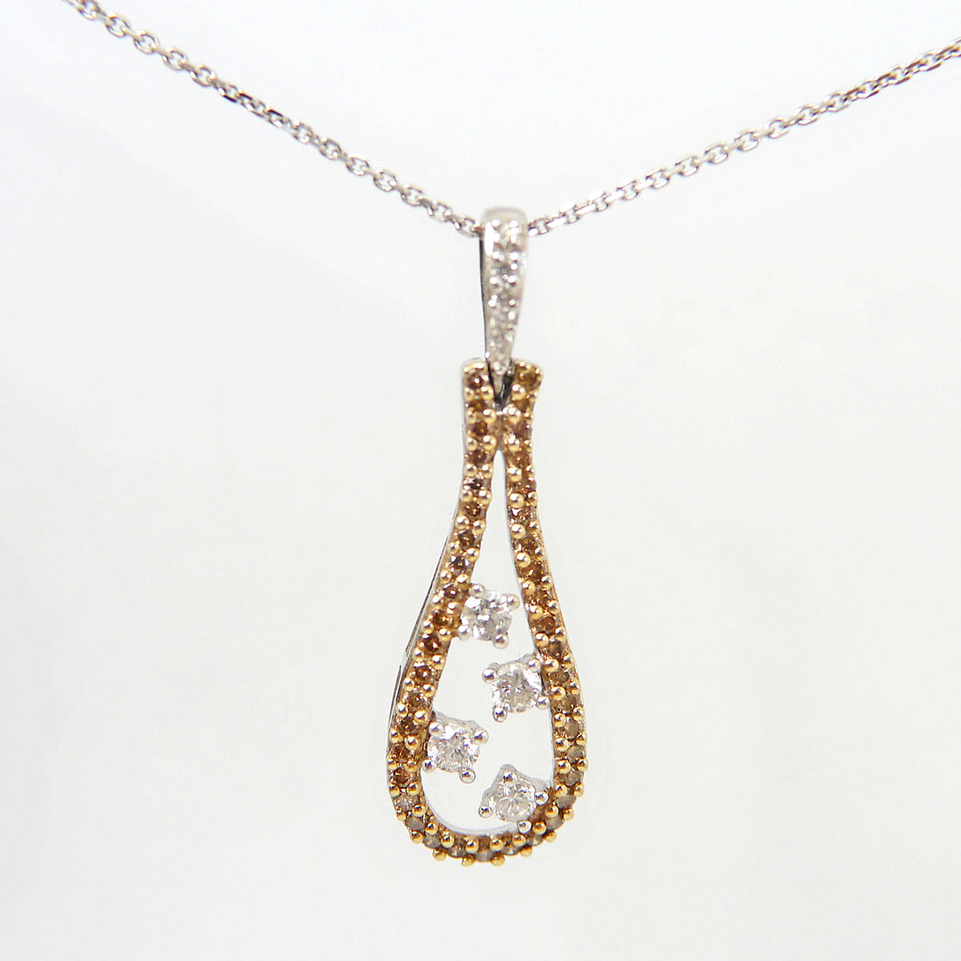 18ct White Gold Pendant with .65ct White & Cognac Diamonds