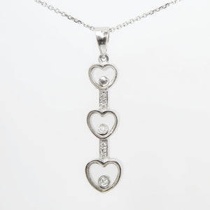 Three-Heart Diamond Pendant in 9ct White Gold