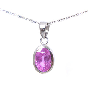 9ct White Gold Pink Sapphire Pendant