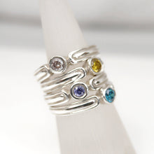 Load image into Gallery viewer, Cubic Zirconia Ring in Sterling Silver - Stackable Rings - Assorted Colours Available