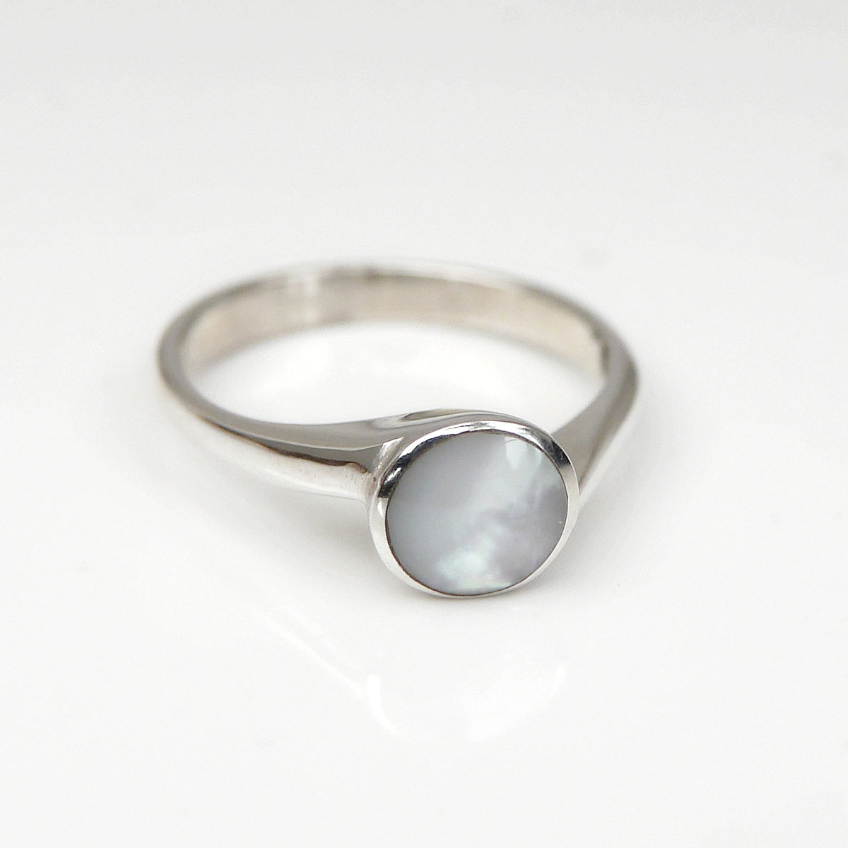 Bague Ancienne Argent 925 Avec Nacre Et Camée - Taille 55 - Occasion