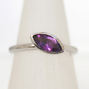 9ct White Gold Amethyst Ring - Stackable Ring