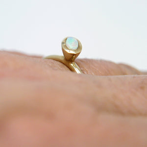 9ct Yellow Gold Oval Opal Ring - Stackable Ring