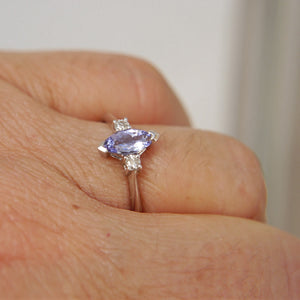 18ct White Gold Tanzanite and Diamond Ring