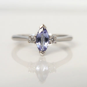 18ct White Gold Tanzanite and Diamond Ring